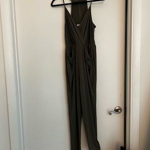 BCBGeneration olive green jumpsuit with pockets